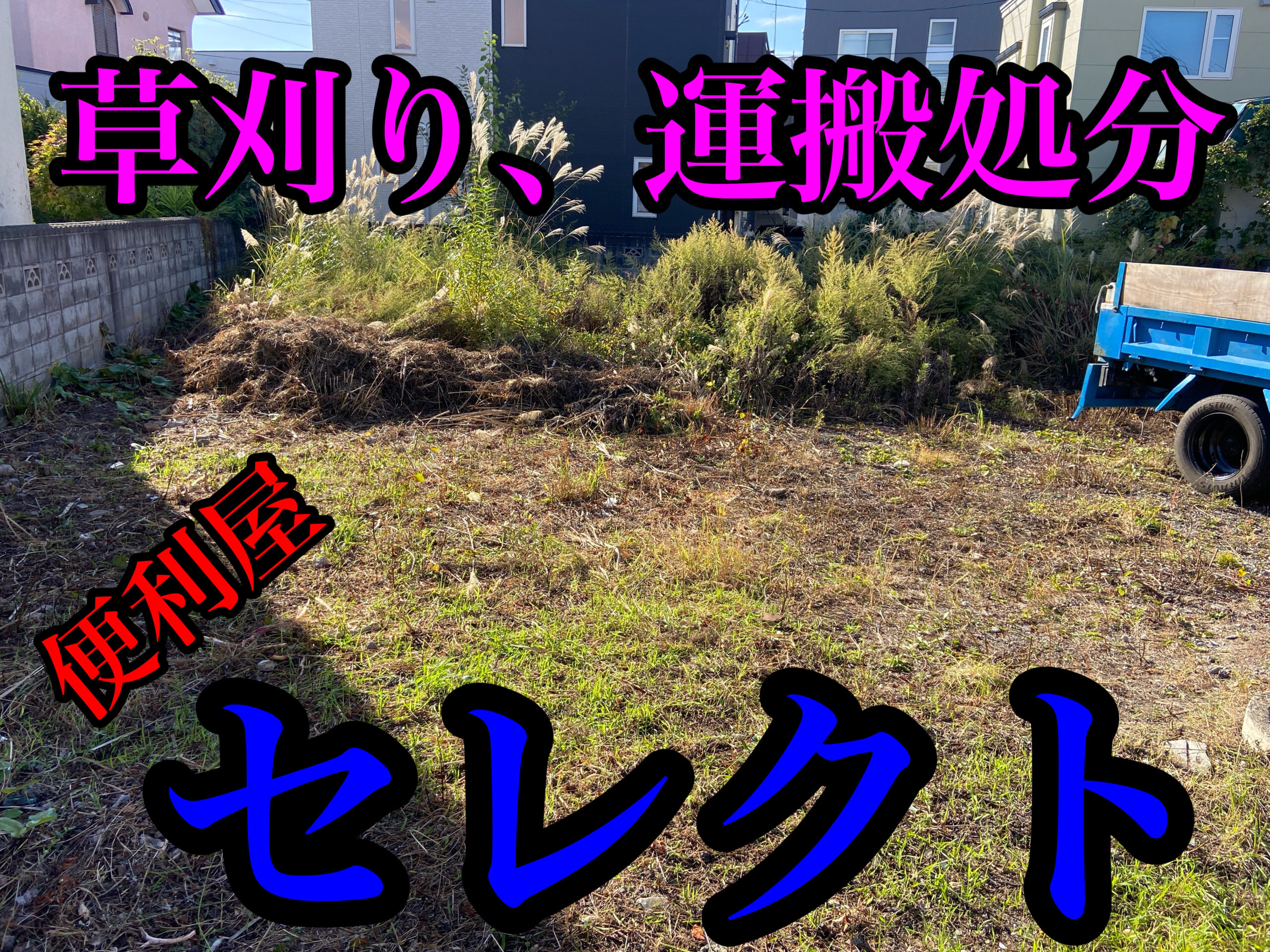 青森市にて、草刈り、庭木伐採、運搬処分のご依頼